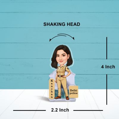 Personalized Police Officer Bobblehead Caricature Standee Gift for Police Officers & Law Enforcement  Creative Office & Home Desk Decor  Battery Powered Moving Head